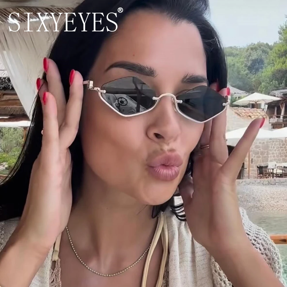 Ins Trend Cat Eye Sunglasses Women Men 2025 Luxury Brand Designer Metal Frame Sun Glasses Mirror Shades Uv400 Narrow Eyeglasses