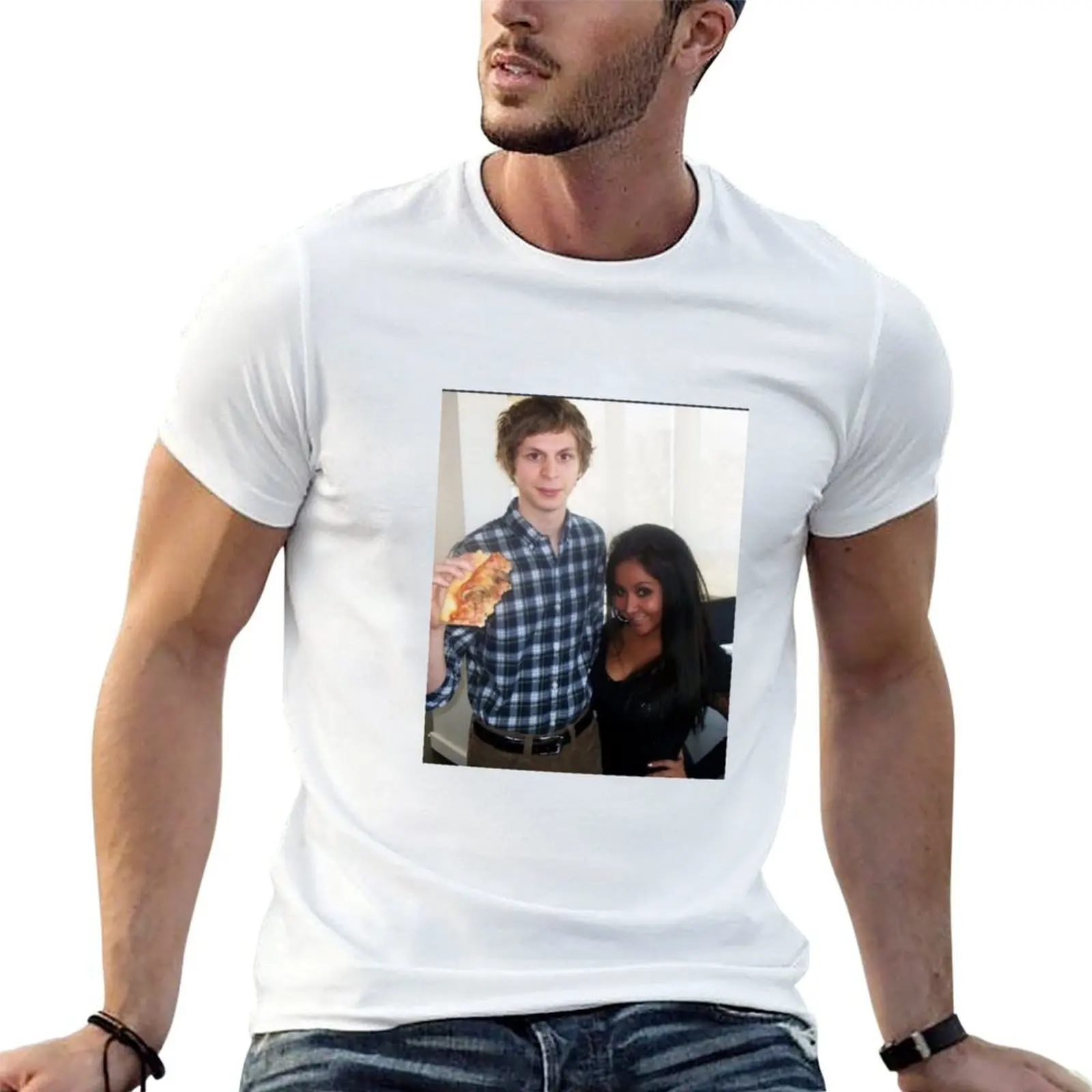 

snooki and michael cera T-Shirt t shirts for man graphic vintage t shirt man cotton man t shirt graphic T-shirt