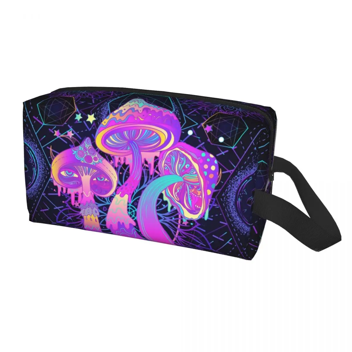 Magic Mushroom Trippy Psychedelic Neon Pastel Goth Cosmetic Bag Women Large Capacity Makeup Case Beauty Storage Toiletry Bags view 4