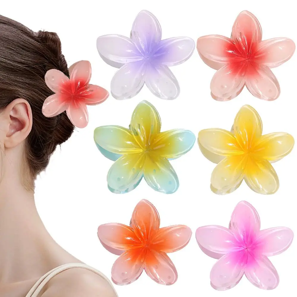 

Cute Summer Gradient Flower Acrylic Hair Clip for Women Girls Sweet Ponytail Hair Claw Shark Hairpin Barrettes Hair Accessories