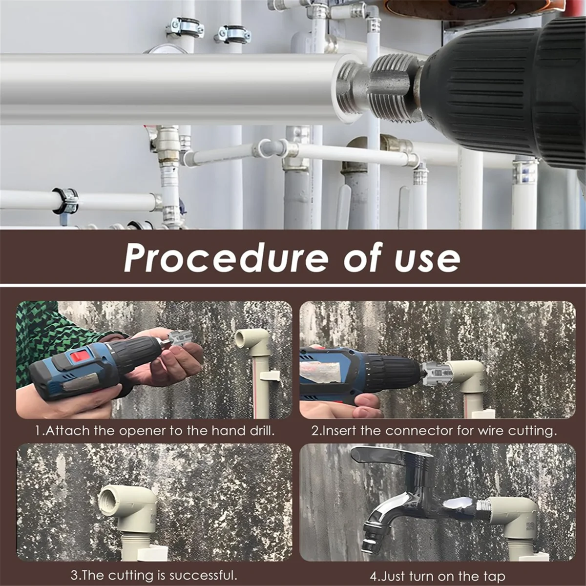 A002 PVC Pipe Threader Kit,PVC Pipe Thread Maker Tool with 3 Dies(1/2In),3/4In),1In),Water Pipe Threading Device,Pipe Tap Die