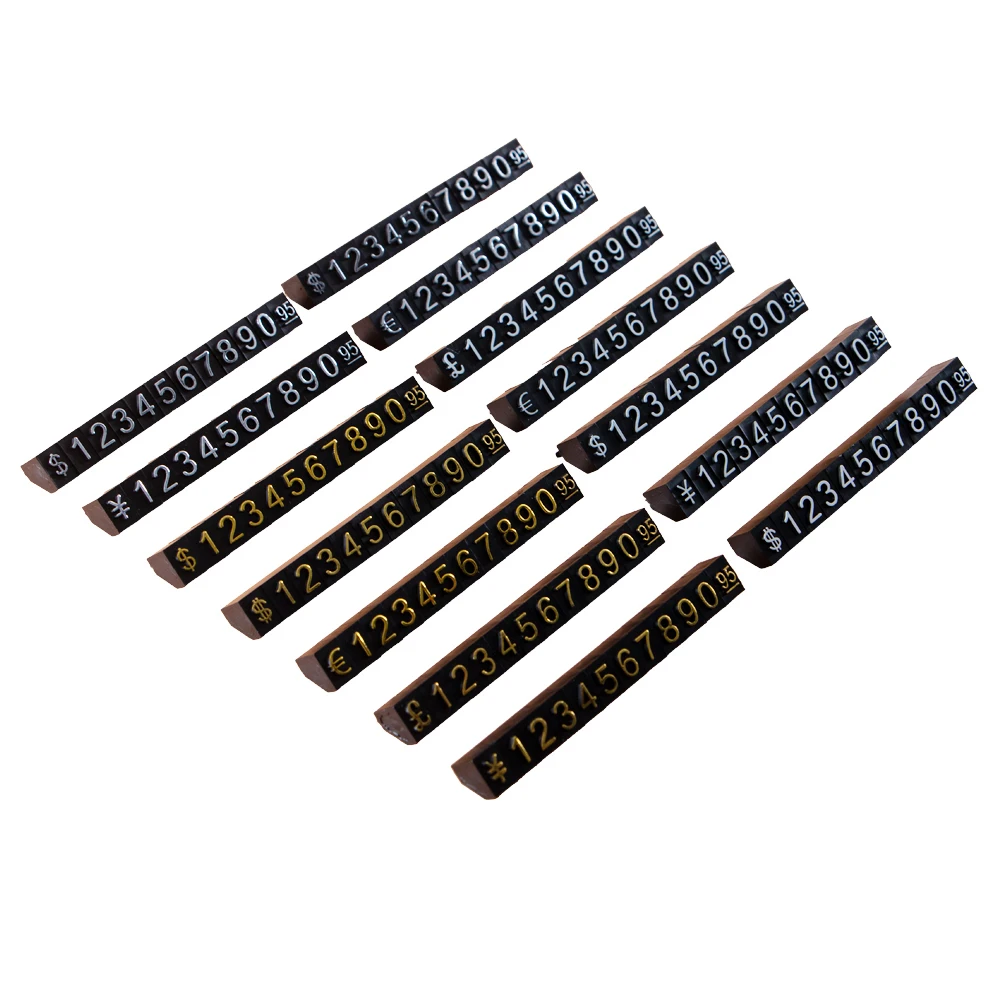 9X6mm 95 Cubi numerici finali Euro Dollaro RMB Cubi prezzi Tag Numeri combinati per orologio gioielli