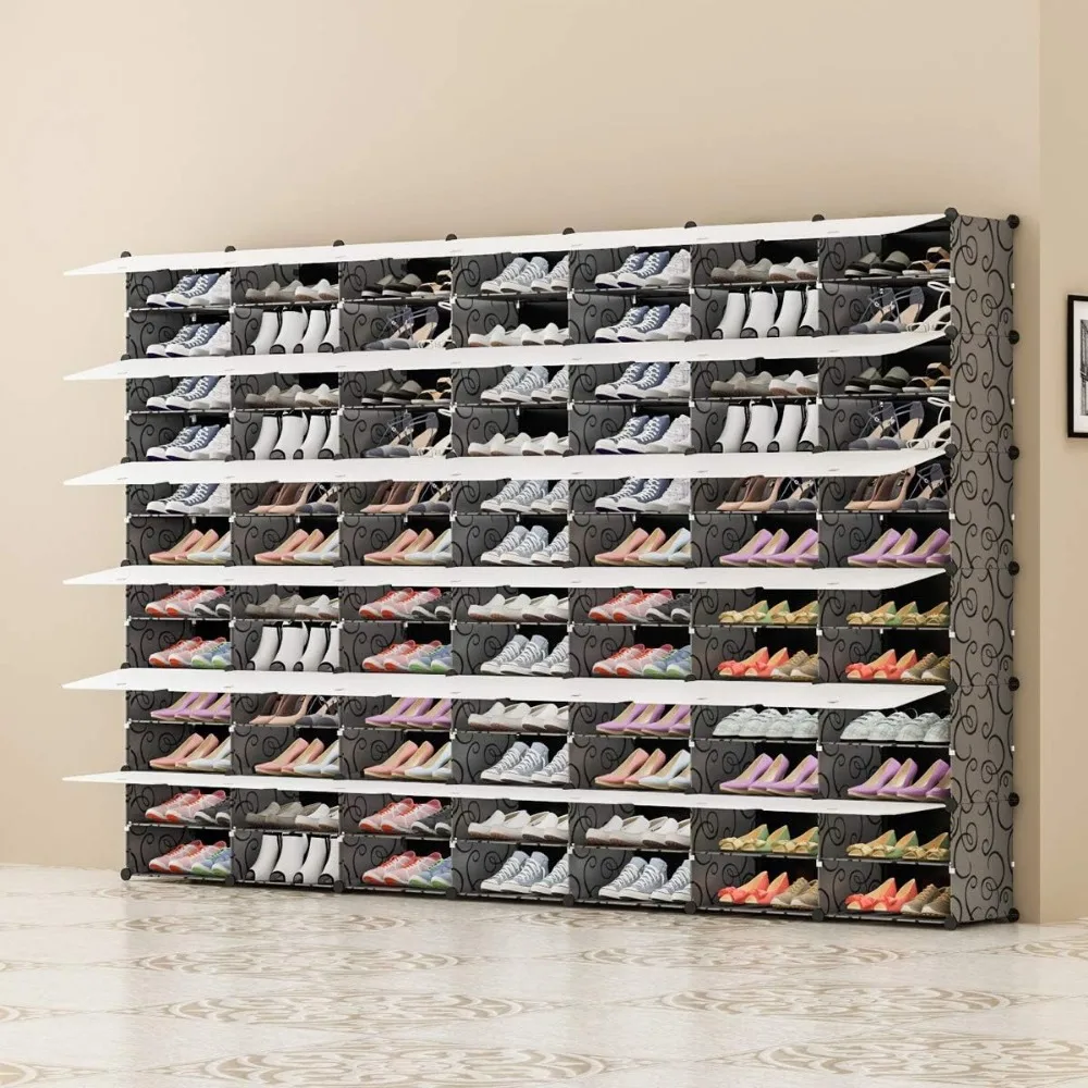 Portable Shoe Rack Organizer 168 Pair Tower Shelf Storage Cabinet Stand Expandable for Heels, Boots, Slippers, 12 Tier White