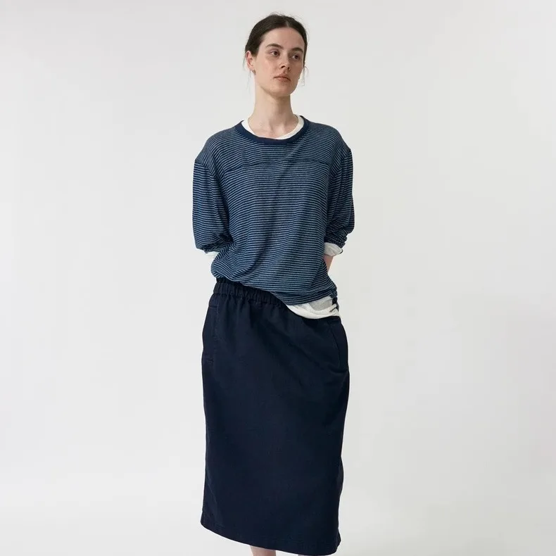 mat Pure Color Slim Fit Pleated Elastic Waist f Skirt Autumn 2025 Faion Ladies Casual Cotton Daily Wear