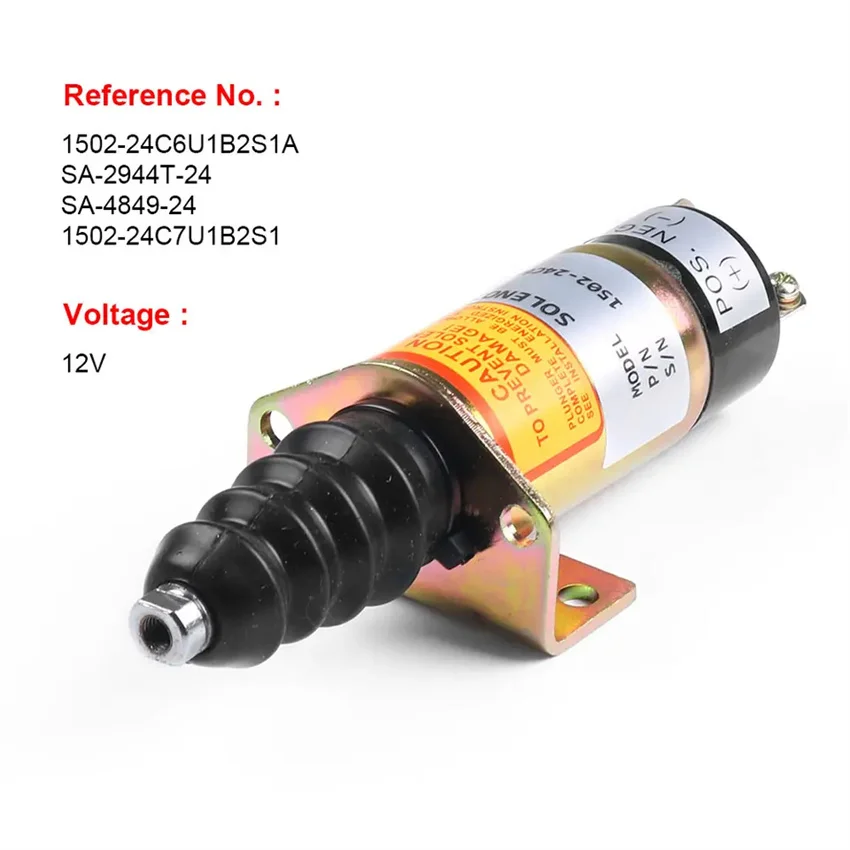 24V Fuel Shutdown Shut off Stop Solenoid Valve 1502-24C6U1B2S1A For Woodward For Cummins For Lister Petter SA-2944T