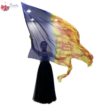 2ชิ้นธงบูชาธงสี่เหลี่ยมแบบมัดย้อมสีสำหรับการสรรเสริญเต้นรำธงมีปีกปรับขนาดได้แบนเนอร์สำหรับโบสถ์สีสันสดใสอุปกรณ์ประกอบฉากเวทีขนาดใหญ่