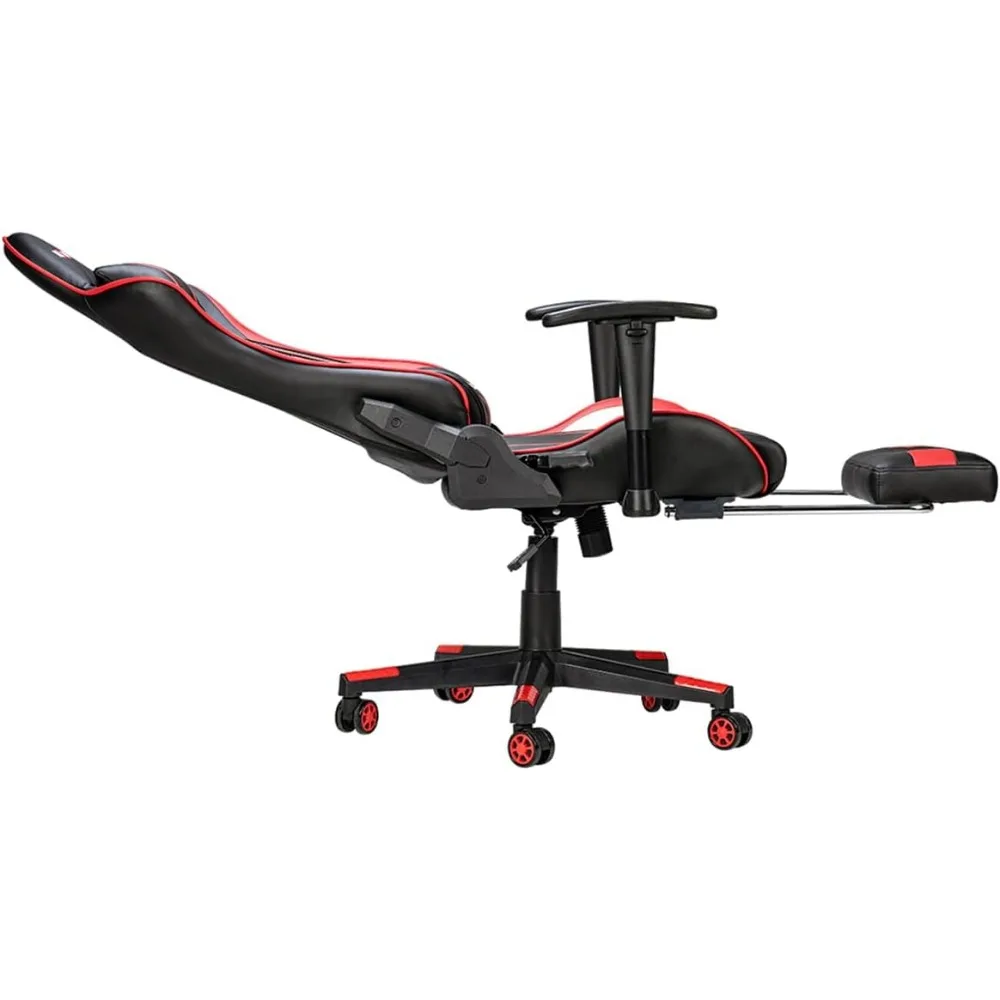 Massage Gaming Chair, Chair with Footrest and Lumbar Support, Adjustable Seat Height , Thickened and Widened Cushions Backrest