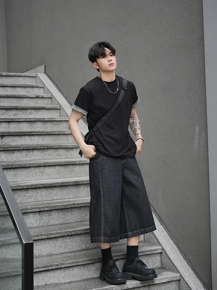 

Американские джинсы с завышенной талией в стиле ретро, повседневные свободные широкие брюки на семью футах для мужчин и женщин, модные уличные брюки для похудения...