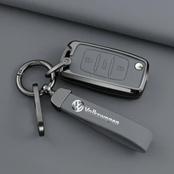 Alloy Leather Car Key Case Cover For Volkswagen VW Polo Golf 4 5 6 Passat Tiguan Beetle Caddy T5 Up Eos Lavida Jetta Polo