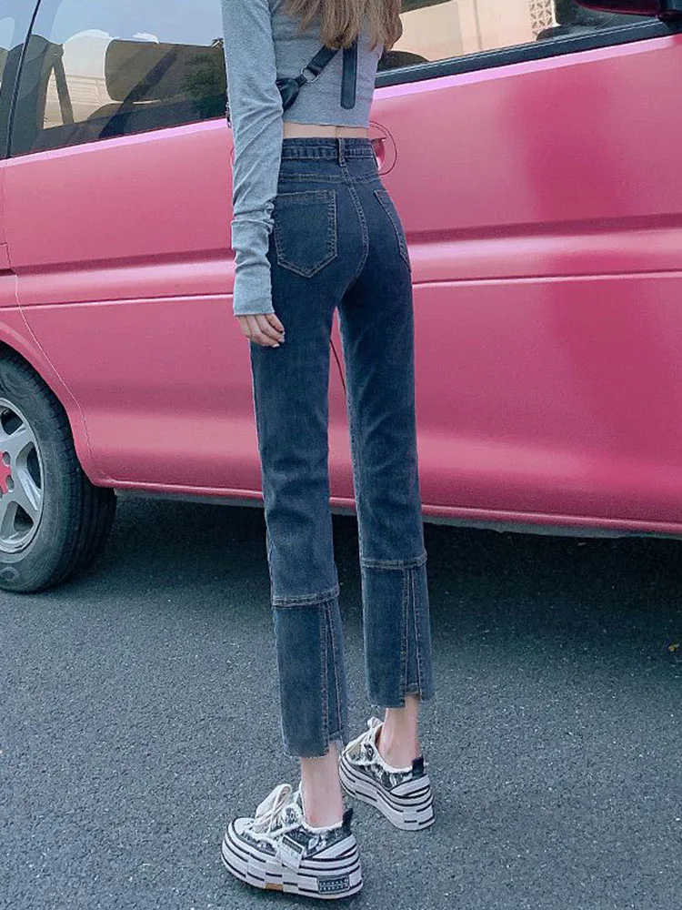 Vintage slanke mode enkellange jeans dames casual streetwear retro denim broek recht hoog getailleerde rechte vaqueros