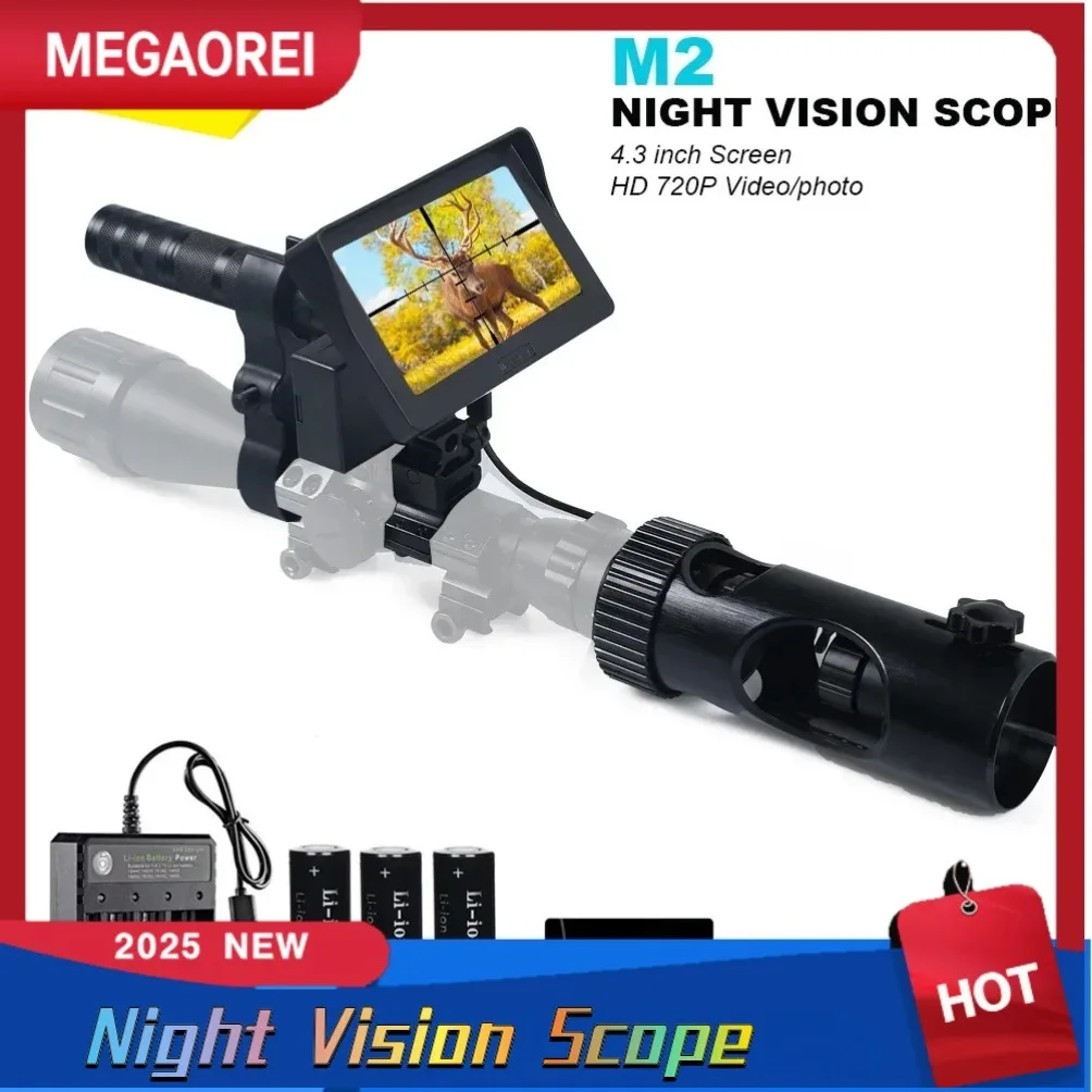 

Hunt2025Megaorei 2 Night Vision Riflescopes 4.3 Inch Display Infrared Flashlight HD 720P Video Recording DIY Hunting Night Visio
