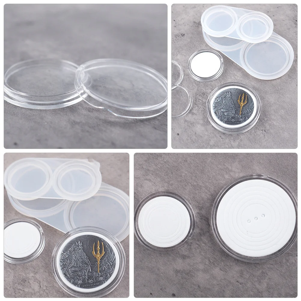 2 Pcs Coin Box Mold Collection Case DIY Silicone Coins Crystal Epoxy Capsule Container Mould Resin Holder