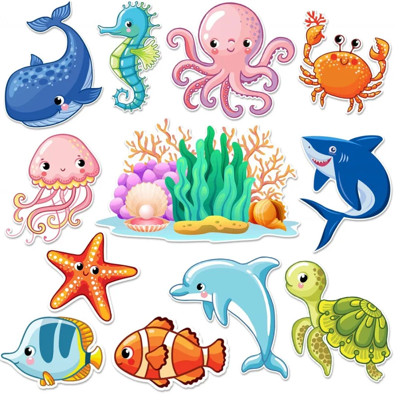 12 Pcs Cruise Door Decor Magnetic Ocean Car Magnets Cruise Door Magnet Stickers Ocean Fridge Decor Carnival Style