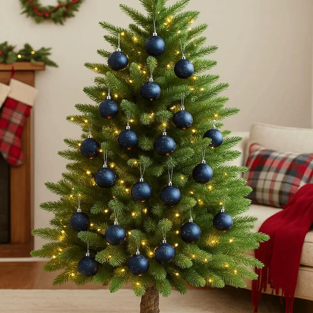 

6Pcs 6cm Mirrored Christmas Balls Hanging Red/Blue Christmas Tree Pendants Reusable Decorative Christmas Ornaments Gift