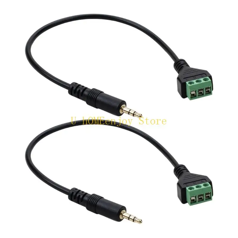 B0KF No Solder 3.5mm Male Stereo Jacks To AV 3 Pin Screw Terminals Adapters Cable With Corrosion Resistant Design