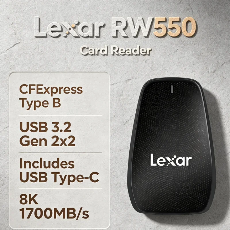 Lexar RW550 USB Type-C USB 3.2 Gen 2x2 8K 20Gbps CFexpress Type B Reader CFexpress Card Reader for Photo Transfer