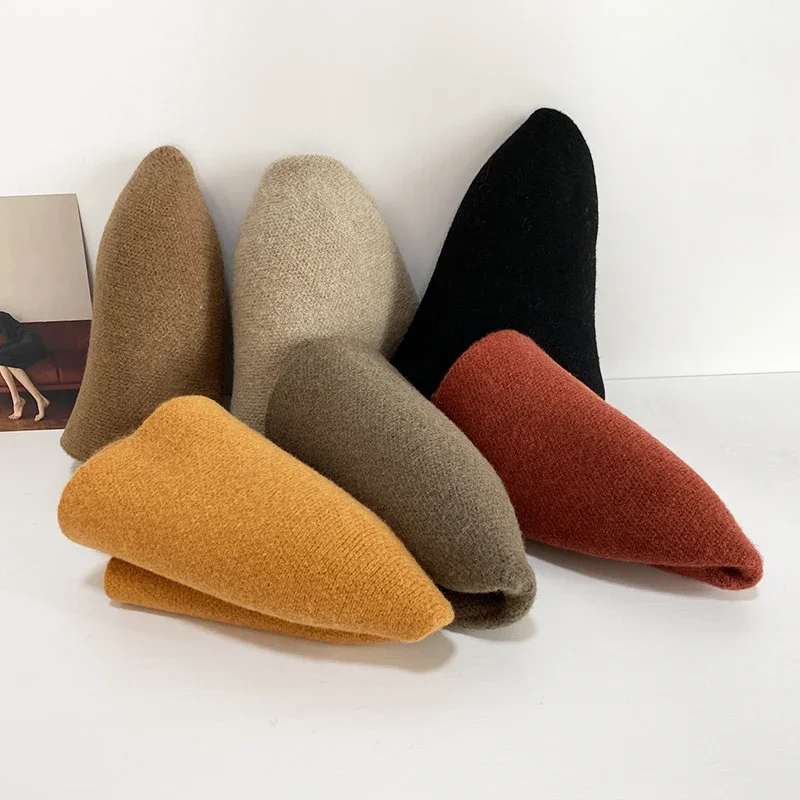 Retro Warm Wool Hats for Women Autumn Winter Cashmere Hat Ladies Korean Bucket Hat Solid Color Women Hats Fascinator Hats Zm1564