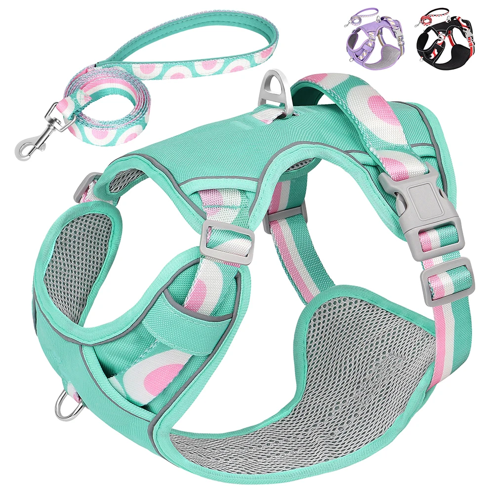 

Reflective Dog Harness and Leash Set Durable Nylon Dogs Vest Harness with Lead Rope Belt Adjustable Soft Mesh Vest S M L