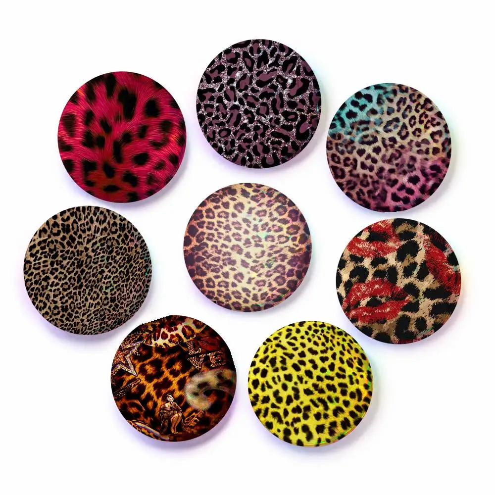 A-Fashion Leopard Ins Anime Round Badges, Brooches, Clothing Accessories, Birthday Gifts, Anime Conventions