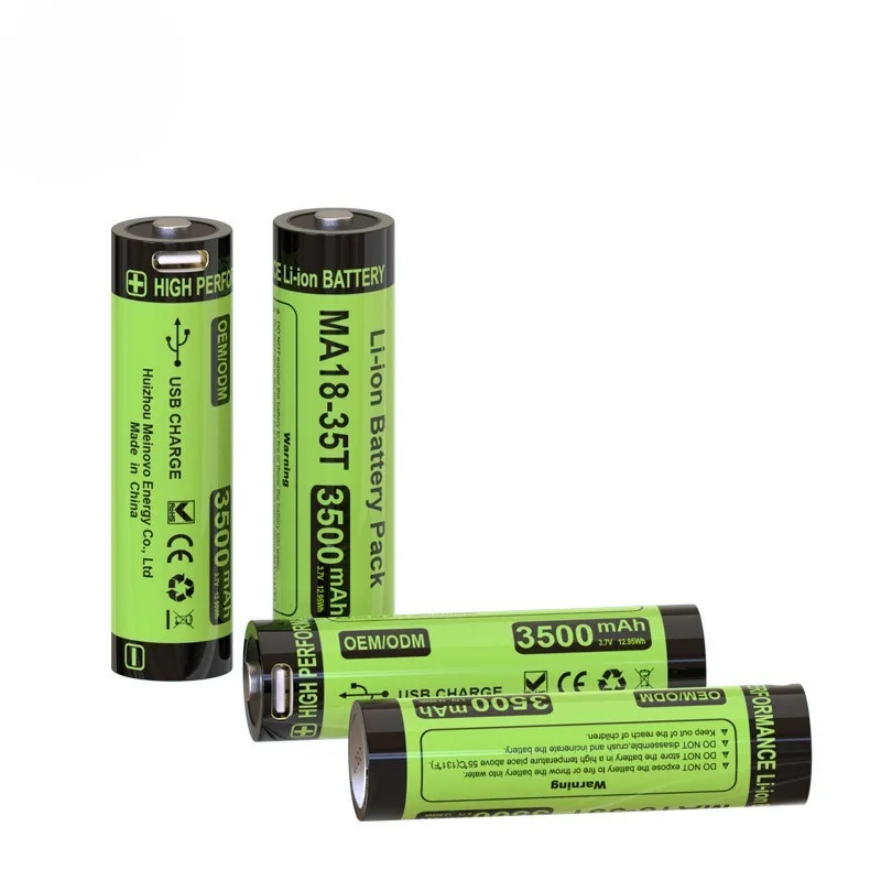 3.7V 3500mAh MA18-35T 18650 Ternary Lithium Battery with USB Interface for Diving Flashlight Desk Lamp Rechargeable Batteries