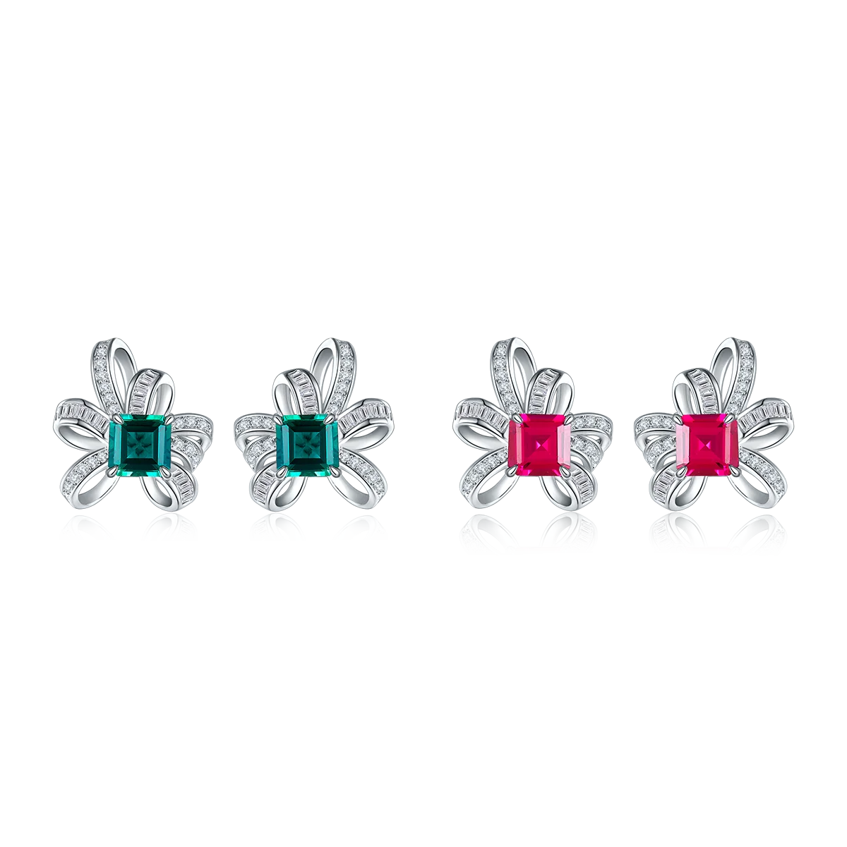 

E1917991 Серьги из белого золота 18 карат с серебряным покрытием изумрудной огранки, цветные серьги с драгоценными камнями, основной камень 6*6 мм