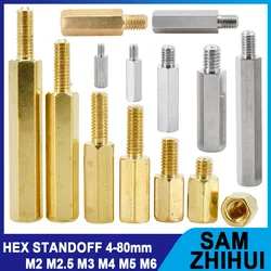 M2 M2.5 M3 M4 M5 M6 Hex Standoffs Brass 304 Stainless Steel Motherboard Rack Spacers Column Male Female PCB Pillars Support Bolt