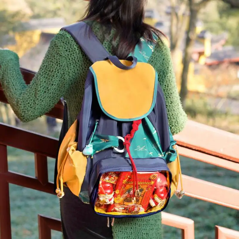 الأصلي أزياء جديدة النايلون على ظهره الربط اللون التباين شخصية سعة كبيرة كلية نمط حقيبة ظهر الطالب العصرية #2