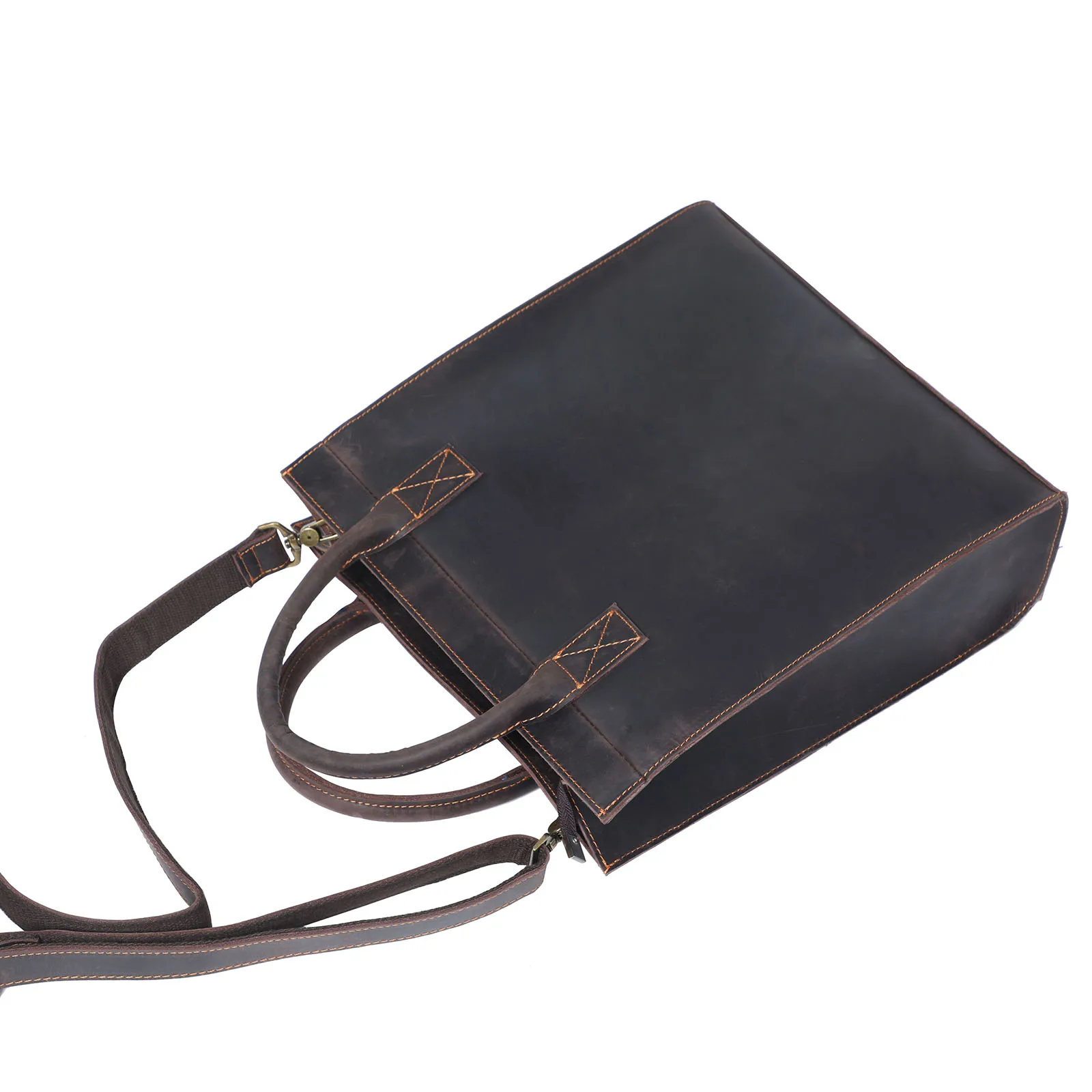 S.WORKER Echtleder-Aktentasche für Herren | Vintage-Bürohandtasche aus Vollnarbenleder für Laptops – Detail 11