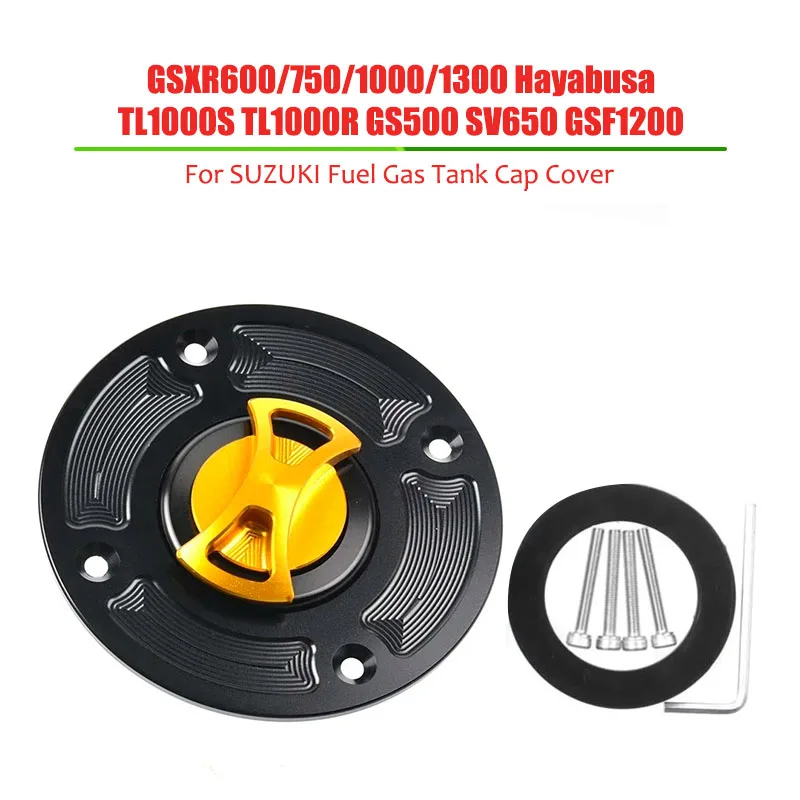 

For Suzuki GSXR600 GSXR750 GSXR1000 GSXR1300 Hayabusa TL1000S TL1000R GS500 SV650 GSF1200 Motorcycle CNC Fuel Tank Cap Cover