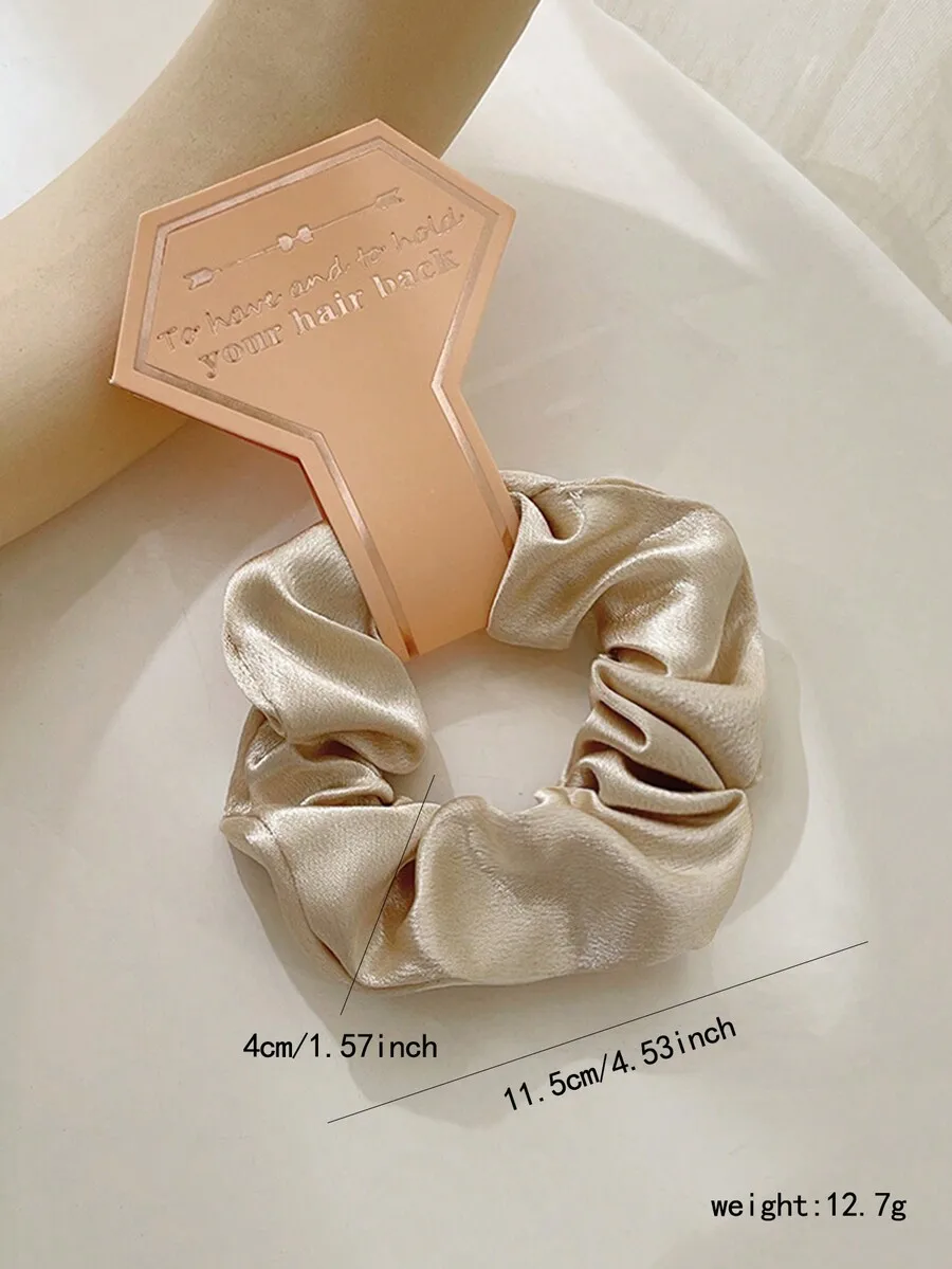 

Champagne Satin Scrunchie Hair Tie Elastic Band For Women Casual Ponytail Accessory