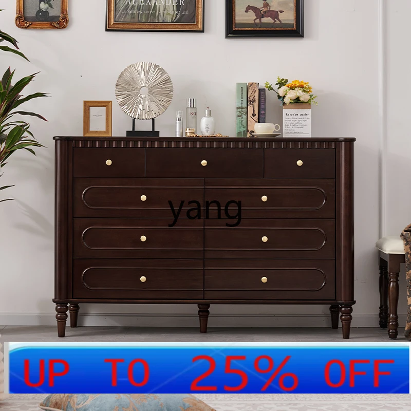 

Lmm French light luxury retro pure solid wood nine-chest cabinet American bedroom storage drawer cabinet