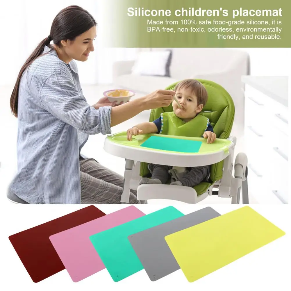 Silicone Placemat for Kids Stain-proof Baby Placemat Heat Resistant Silicone Placemat with Raised Edges for Kids for Kitchen