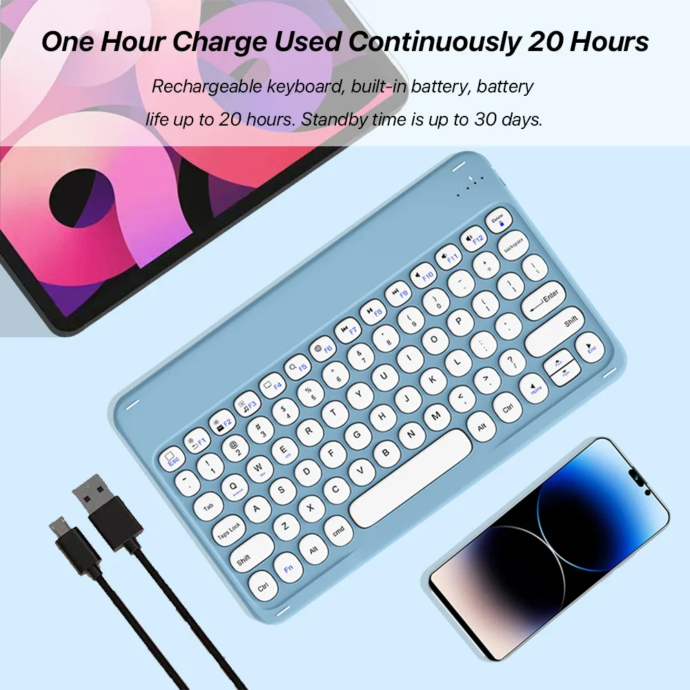 Bluetooth Keyboard And Mouse For IOS Android Windows System Rechargeable Portable Tablet Teclado For iPad MatePad Cell Phone