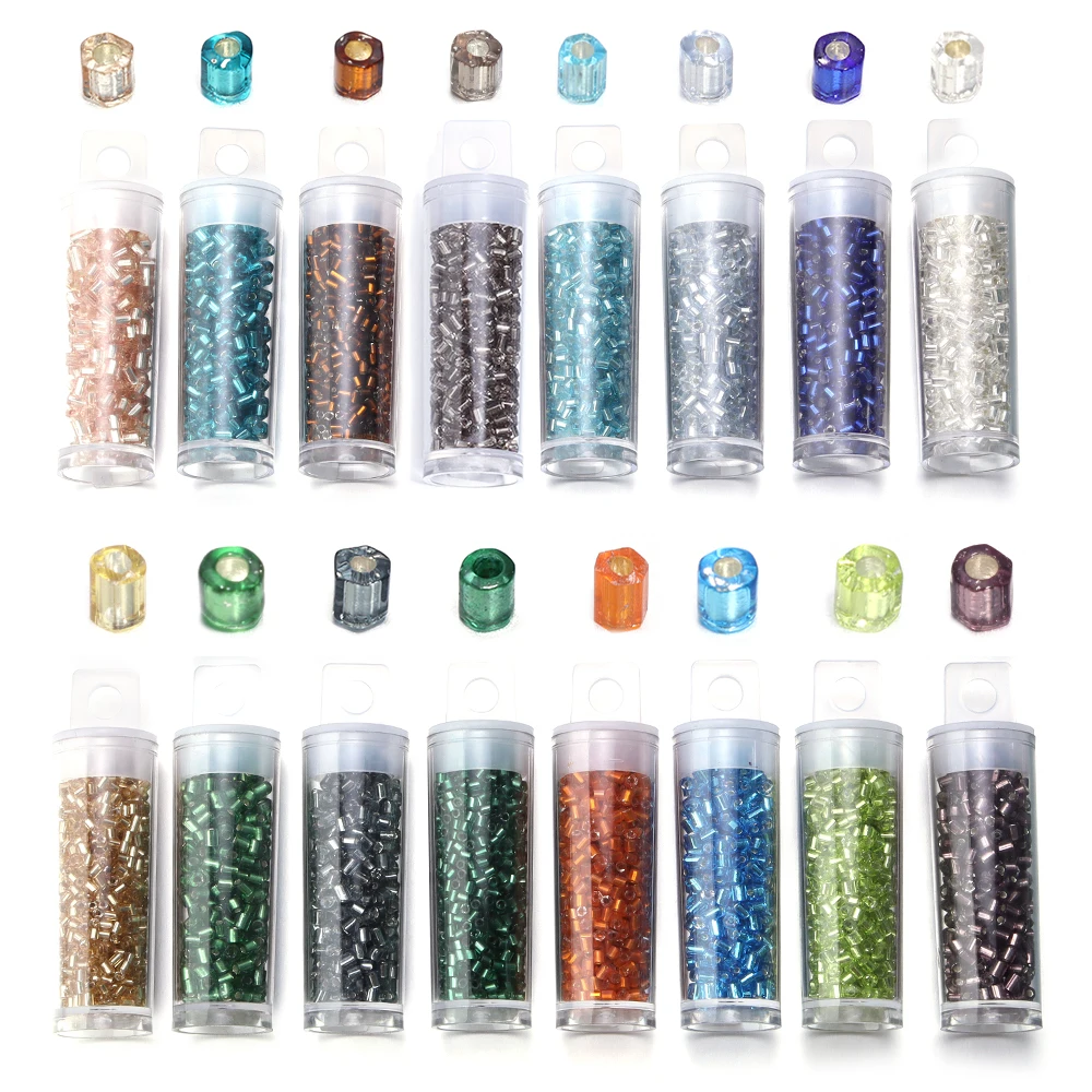 430-2150pcs/lot Inside Silver Color Glass Seed Beads Tube Shape Czech Glass Beads For DIY Craft Bracelet Necklace Jewelry Making