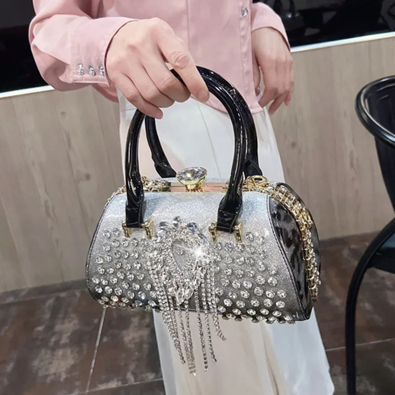 

Fashion Diamonds Leather Women's Handbag Small Shoulder Cross-Body Bag New Elegant Evening Bag Portable Girls Party Dinner Bags