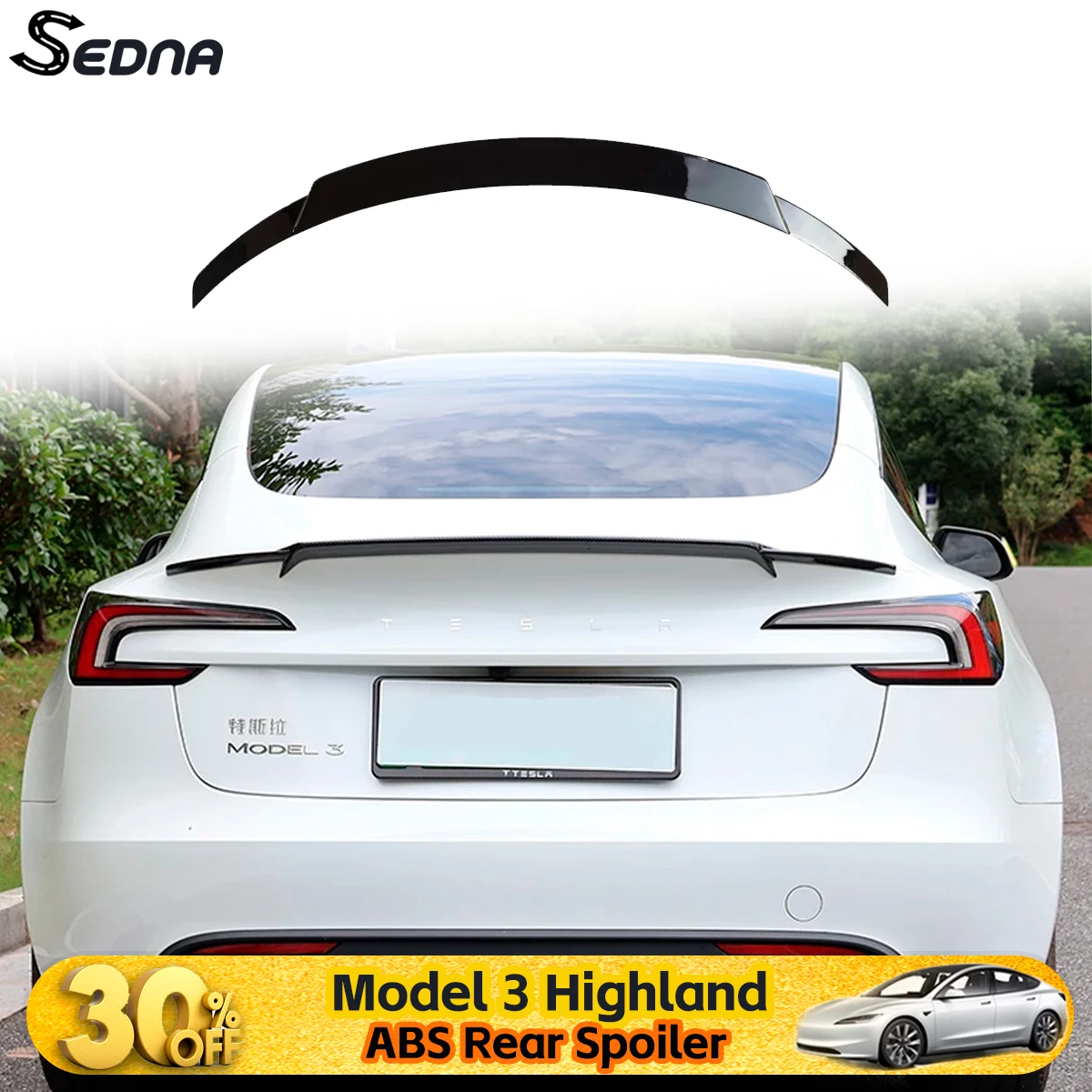 

For Tesla Model 3 2024 highland ABS Sports Rear Trunk Lid Spoiler Wing Car Tailgate Flap Trim Decklid Lip Body Accessories