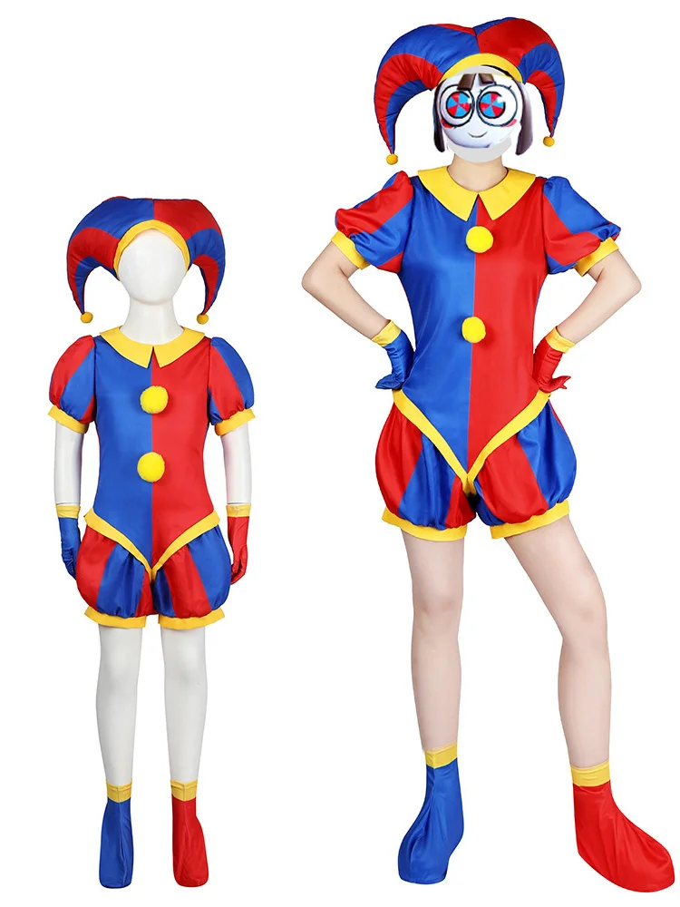 

Потрясающее боди с цирковой тематикой, сценический костюм, Хэллоуин, POMNI, ор-шорты с низкой талией, полиэфирная ткань, женская одежда...