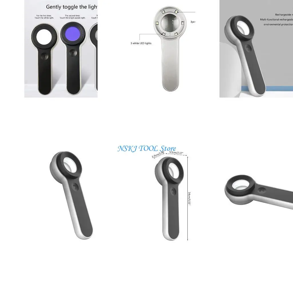 

L8RC Lighted Glass 10X Hand held Large Reading Glasses