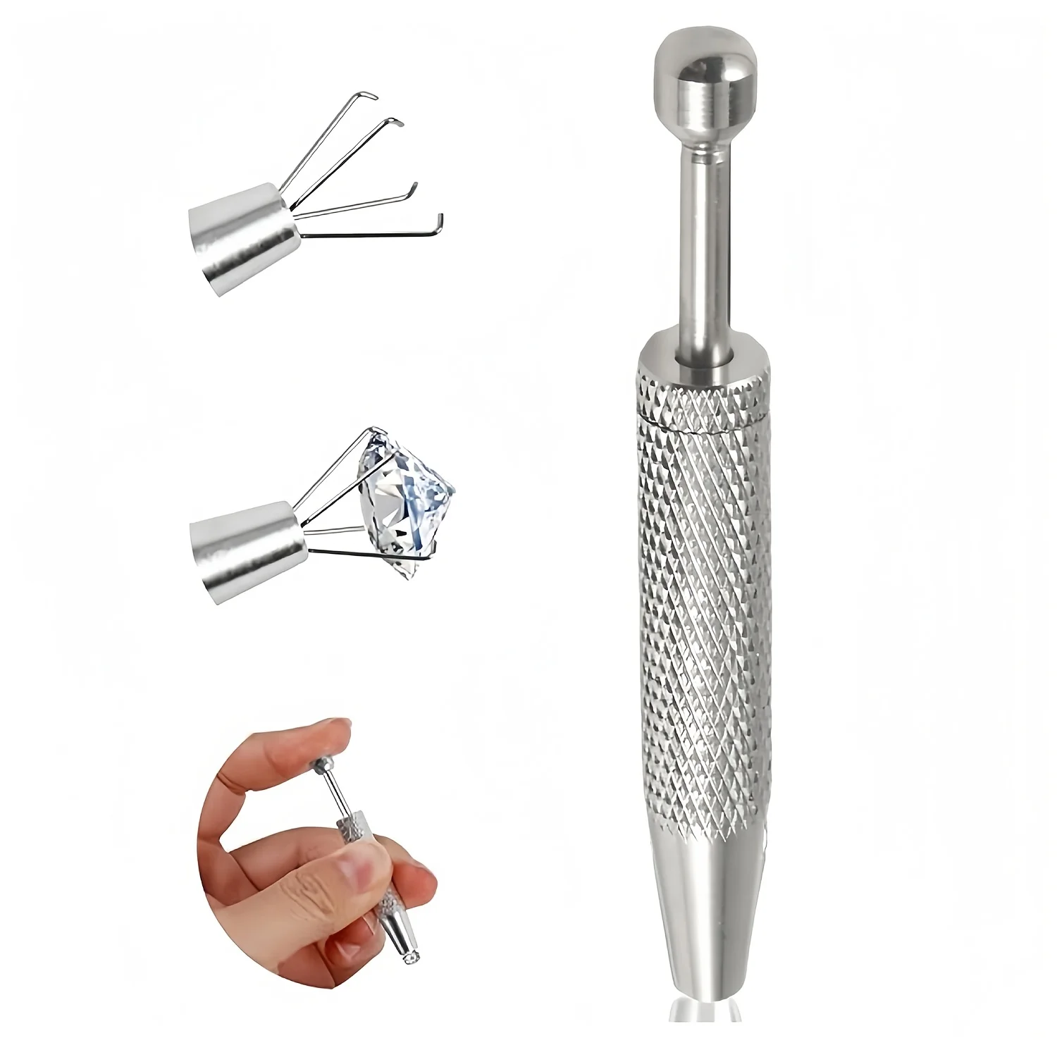 Piercing Ball Grabber Tool with Anti-Slip 4-Claw Flat Back Earring Applicator for Internally Threaded Jewelry