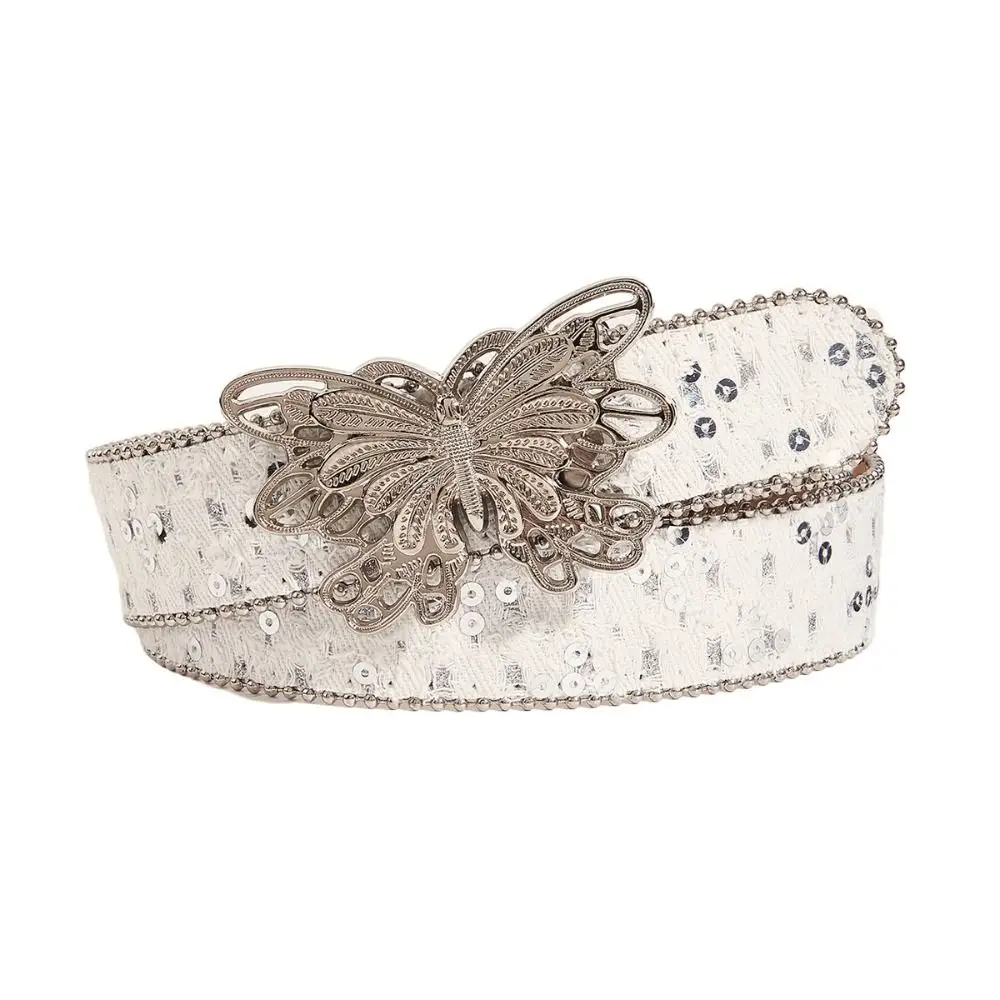 

New Sequins Hip Hop Punk Belt Alloy Wide Edge Waist Belt Y2K Denim Retro Fashion Belt