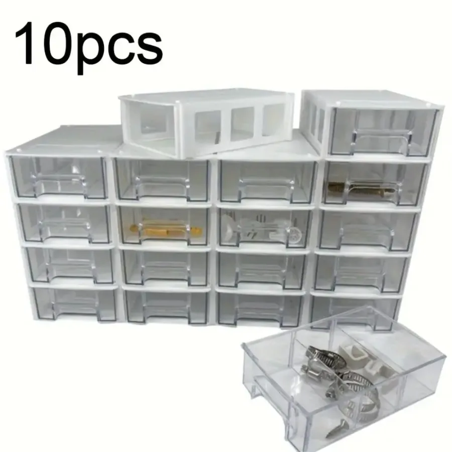 

10 шт. прозрачных модульных коробок для хранения с регулируемыми разделителями — универсальные пластиковые органайзеры для рукоделия/шитья/инструментов/офиса