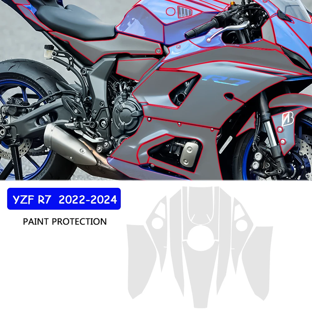 

For YAMAHA YZF R7 YZFR7 2022-2024 Motorbikes Accessories Windshield Complete Paint Protection Set TPU Body Protection Sticker