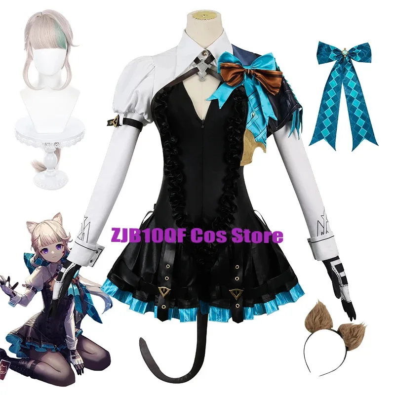 

Мисс Линетт Косплей Аниме Impact Костюм Лини Кожаная Униформа Платье Аксессуары Парик Комплект Наряд на Хэллоуин для Женщин