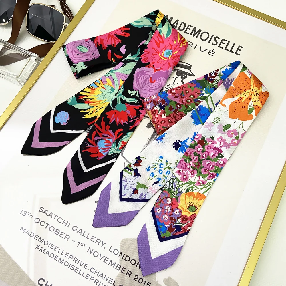 الكورية الجديدة أربعة مواسم ديزي وشاح للنساء هدية الحاضر حك الشريط حقيبة Handle التفاف عقال ربطة العنق بالجملة #2