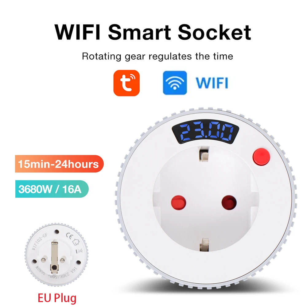 WIFI Tuya Timing Socket 24-hours Countdown Timer Switch Mechanical Timer 16A 3680W High-power Automatic Shutdown Controller