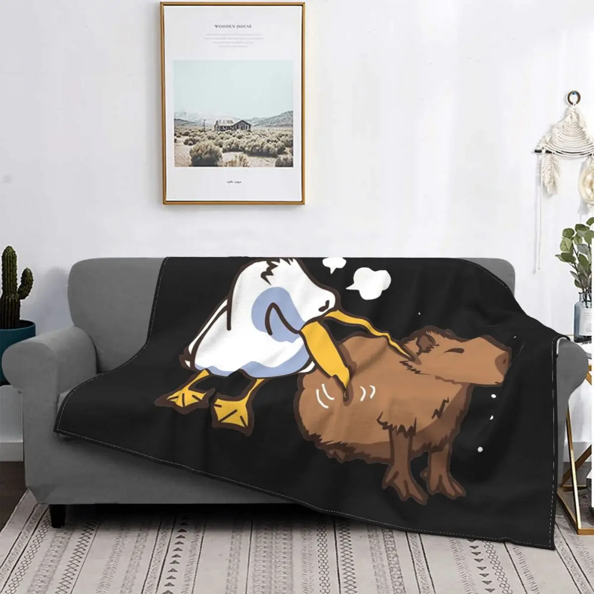 

Capybara Knitted Blankets Flannel Funny Kawaii Meme Animal Lightweight Throw Blankets for Outdoor Travel Bedroom Quilt