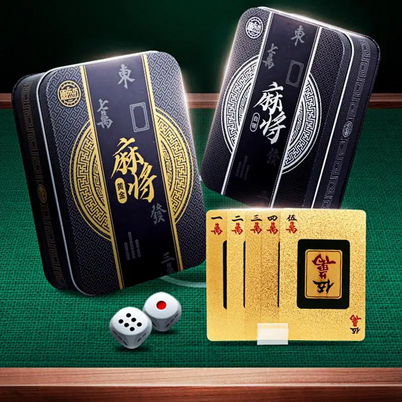 Mahjong Playing Cards 146pcs Ma hjong Cards Set  PVC frosted Thicken Handheld Poker Waterproof Chinese / American Majhong