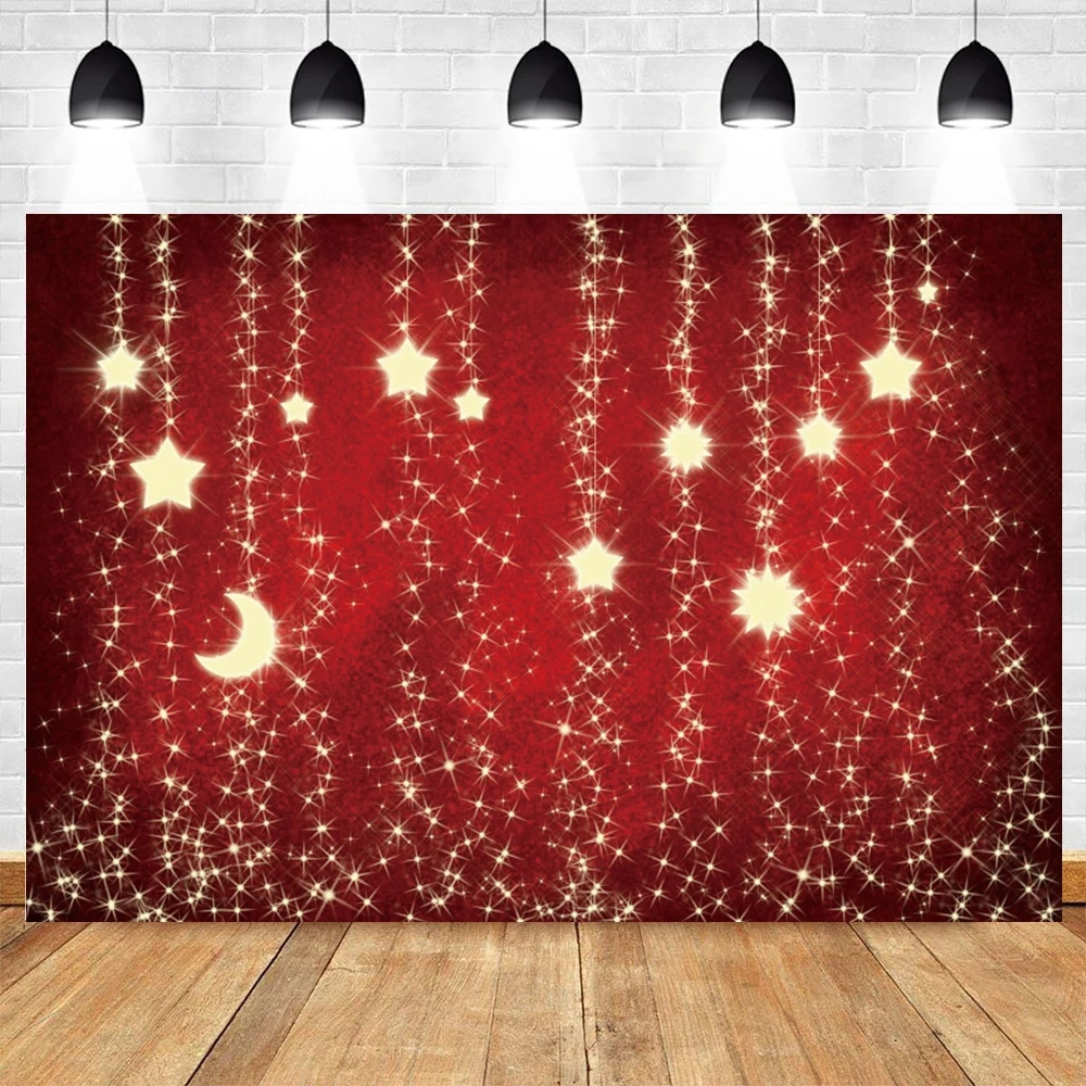 Christmas Photography Backdrop Red Wall Gold Color Lantern Ball Pine Leaf Portrait Backdrops Party Decor Photographic Background