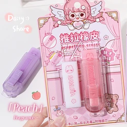 Cute Peach Scented Eraser For Student Push Pull Style Eraser Cartoon Replaceable Rubber Propelling Eraser Stationery Supplies