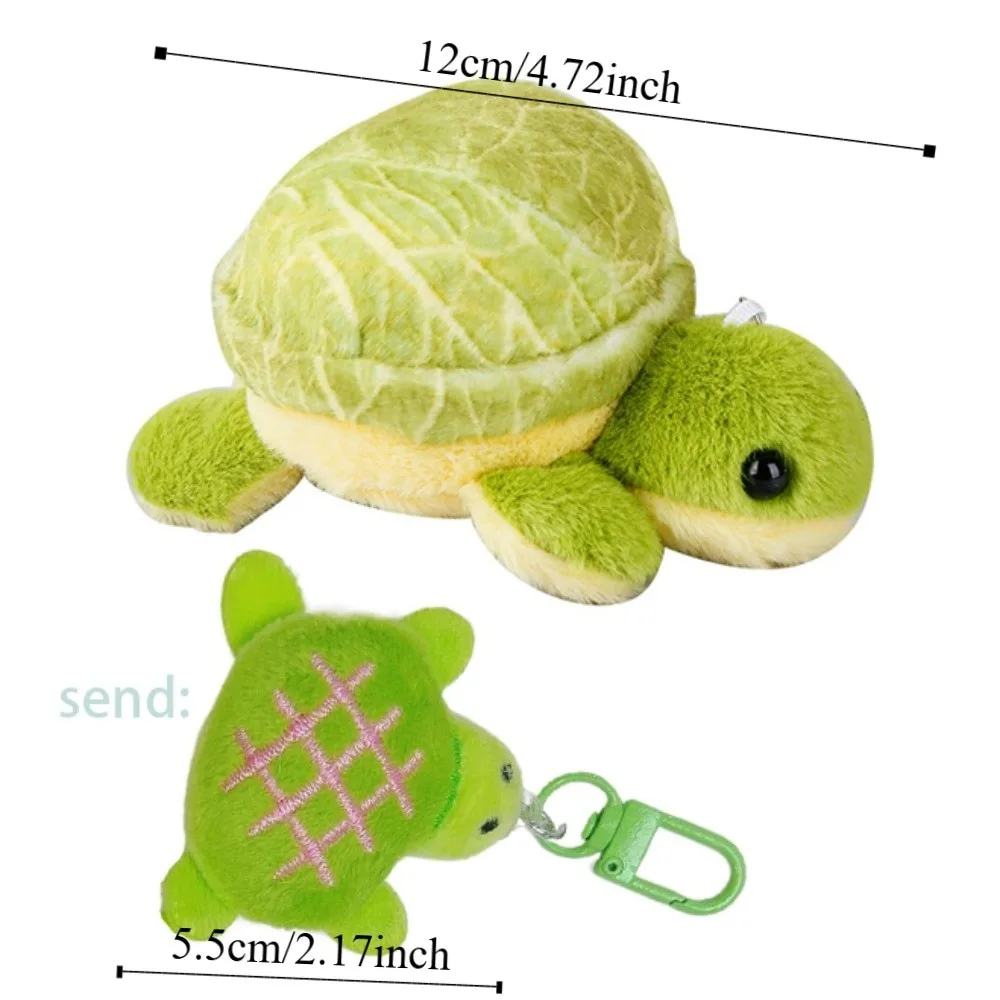 LLavero de peluche con textura vegetal, viñetas de animales, llavero de tortuga de peluche, llavero de muñeca de tortuga verde suave de algodón, regalo para pareja